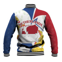 Netherlands Heritage Baseball Jacket with Tulips Windmill and Coat of Arms