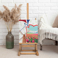 Netherlands Heritage Canvas Wall Art with Tulips Windmill and Coat of Arms
