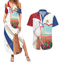 Netherlands Heritage Couples Matching Summer Maxi Dress and Hawaiian Shirt with Tulips Windmill and Coat of Arms