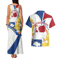 Netherlands Heritage Couples Matching Tank Maxi Dress and Hawaiian Shirt with Tulips Windmill and Coat of Arms