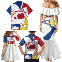 Netherlands Heritage Family Matching Mermaid Dress and Hawaiian Shirt with Tulips Windmill and Coat of Arms