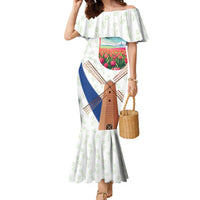 Netherlands Heritage Family Matching Mermaid Dress and Hawaiian Shirt with Tulips Windmill and Coat of Arms