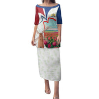 Netherlands Heritage Family Matching Puletasi and Hawaiian Shirt with Tulips Windmill and Coat of Arms