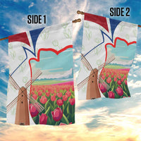 Netherlands Heritage Garden Flag with Tulips Windmill and Coat of Arms