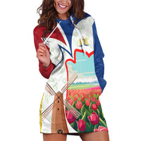 Netherlands Heritage Hoodie Dress with Tulips Windmill and Coat of Arms
