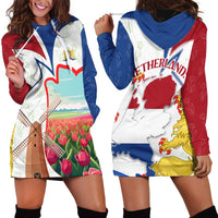 Netherlands Heritage Hoodie Dress with Tulips Windmill and Coat of Arms