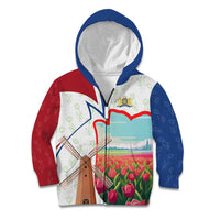 Netherlands Heritage Kid Hoodie with Tulips Windmill and Coat of Arms