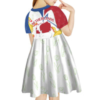 Netherlands Heritage Kid Short Sleeve Dress with Tulips Windmill and Coat of Arms