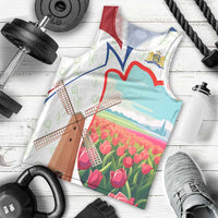 Netherlands Heritage Men Tank Top with Tulips Windmill and Coat of Arms
