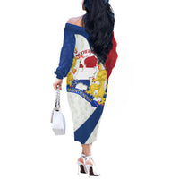 Netherlands Heritage Off The Shoulder Long Sleeve Dress with Tulips Windmill and Coat of Arms