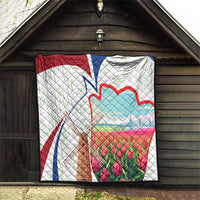 Netherlands Heritage Quilt with Tulips Windmill and Coat of Arms