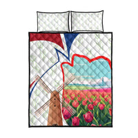 Netherlands Heritage Quilt Bed Set with Tulips Windmill and Coat of Arms