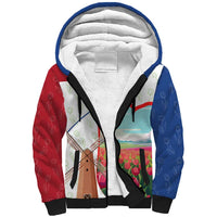 Netherlands Heritage Sherpa Hoodie with Tulips Windmill and Coat of Arms