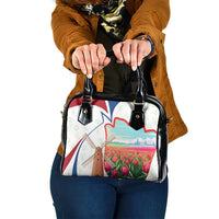 Netherlands Heritage Shoulder Handbag with Tulips Windmill and Coat of Arms