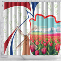 Netherlands Heritage Shower Curtain with Tulips Windmill and Coat of Arms