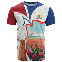 Netherlands Heritage T Shirt with Tulips Windmill and Coat of Arms