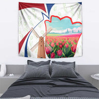 Netherlands Heritage Tapestry with Tulips Windmill and Coat of Arms