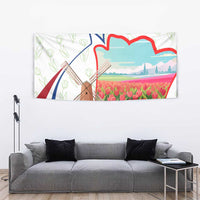 Netherlands Heritage Tapestry with Tulips Windmill and Coat of Arms