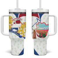 Netherlands Heritage Tumbler With Handle with Tulips Windmill and Coat of Arms