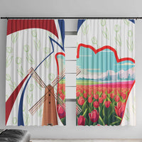 Netherlands Heritage Window Curtain with Tulips Windmill and Coat of Arms