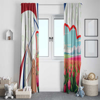Netherlands Heritage Window Curtain with Tulips Windmill and Coat of Arms