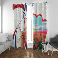 Netherlands Heritage Window Curtain with Tulips Windmill and Coat of Arms