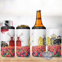 Netherlands Farm Landscape 4 in 1 Can Cooler Tumbler with Tractor and Tulips