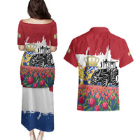 Netherlands Farm Landscape Couples Matching Puletasi and Hawaiian Shirt with Tractor and Tulips