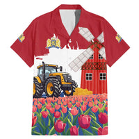 Netherlands Farm Landscape Family Matching Mermaid Dress and Hawaiian Shirt with Tractor and Tulips