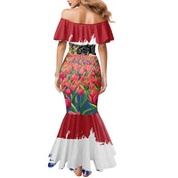 Netherlands Farm Landscape Family Matching Mermaid Dress and Hawaiian Shirt with Tractor and Tulips