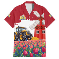 Netherlands Farm Landscape Family Matching Summer Maxi Dress and Hawaiian Shirt with Tractor and Tulips