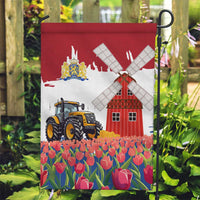 Netherlands Farm Landscape Garden Flag with Tractor and Tulips