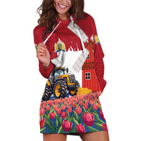 Netherlands Farm Landscape Hoodie Dress with Tractor and Tulips