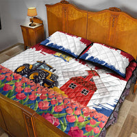 Netherlands Farm Landscape Quilt Bed Set with Tractor and Tulips