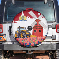 Netherlands Farm Landscape Spare Tire Cover with Tractor and Tulips