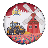 Netherlands Farm Landscape Spare Tire Cover with Tractor and Tulips