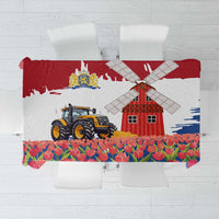 Netherlands Farm Landscape Tablecloth with Tractor and Tulips