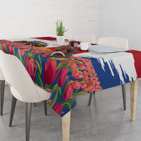 Netherlands Farm Landscape Tablecloth with Tractor and Tulips