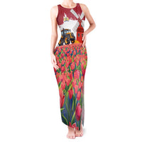Netherlands Farm Landscape Tank Maxi Dress with Tractor and Tulips