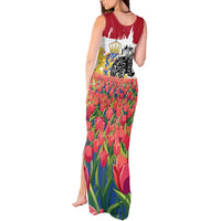 Netherlands Farm Landscape Tank Maxi Dress with Tractor and Tulips