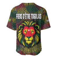 Togo Baseball Jersey with Red Lion Head Design and Traditional African Pattern