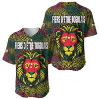 Togo Baseball Jersey with Red Lion Head Design and Traditional African Pattern