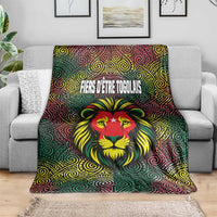 Togo Blanket with Red Lion Head Design and Traditional African Pattern