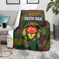 Togo Blanket with Red Lion Head Design and Traditional African Pattern