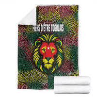 Togo Blanket with Red Lion Head Design and Traditional African Pattern