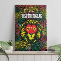 Togo Canvas Wall Art with Red Lion Head Design and Traditional African Pattern