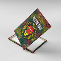 Togo Canvas Wall Art with Red Lion Head Design and Traditional African Pattern