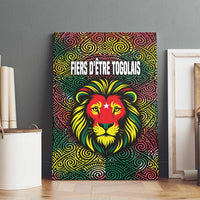 Togo Canvas Wall Art with Red Lion Head Design and Traditional African Pattern
