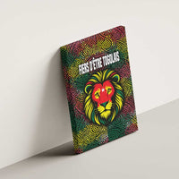 Togo Canvas Wall Art with Red Lion Head Design and Traditional African Pattern