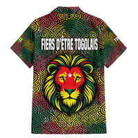 Togo Family Matching Mermaid Dress and Hawaiian Shirt with Red Lion Head Design and Traditional African Pattern